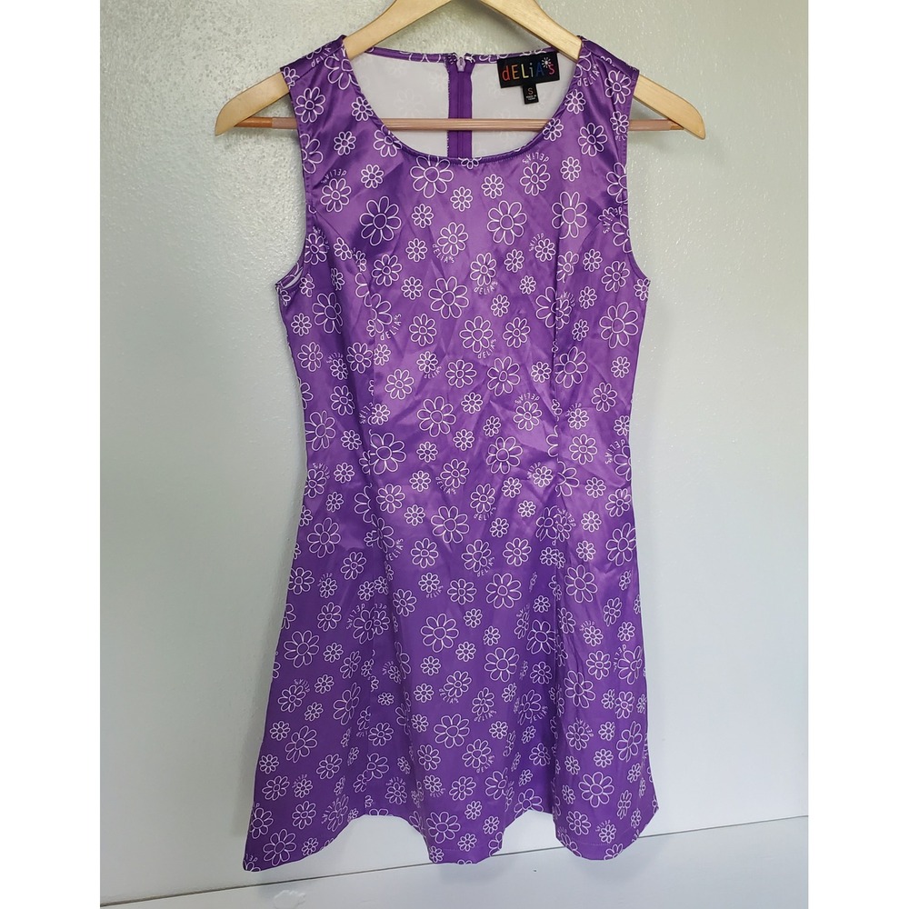 Delia's Purple Floral Print Mini Dress‎ Sleeveless Y2K Cottagecore Size S